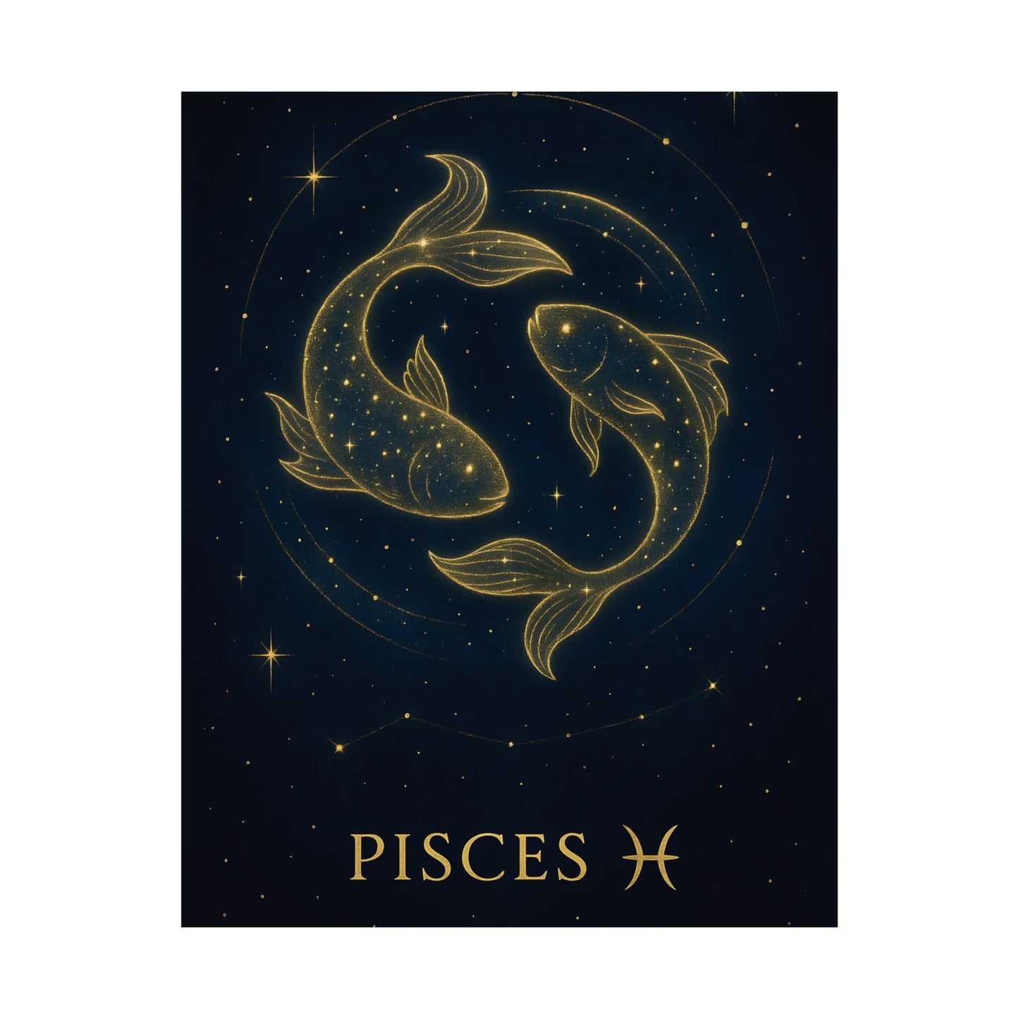 Pisces Zodiac Constellation Matte Poster – Celestial Two Fish Astrology Wall Art Print (Multiple Sizes)