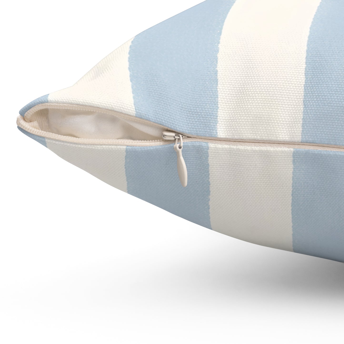 Striped Coastal Throw Pillow — Light Blue & White Square Accent Pillow