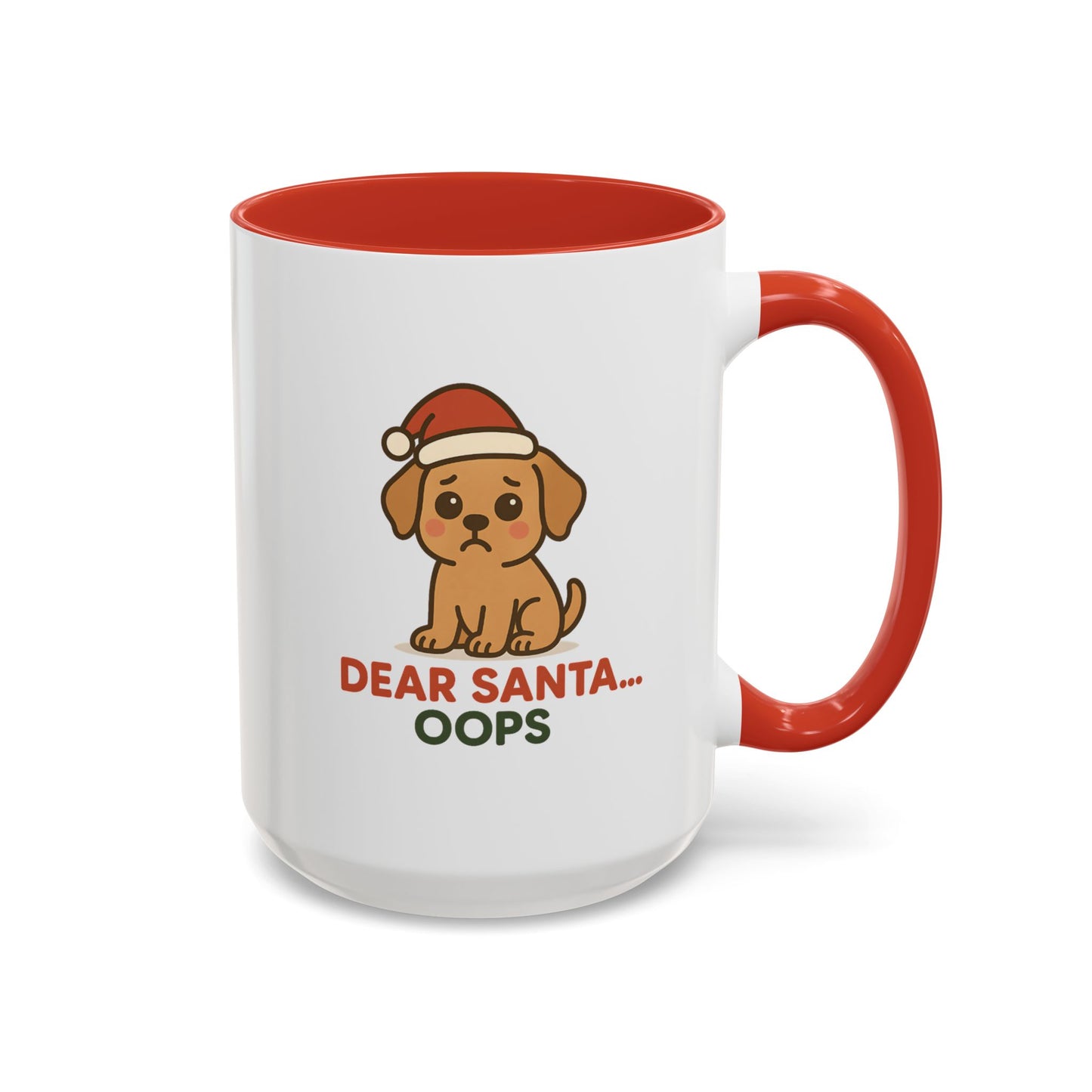 Cute Puppy “Dear Santa… Oops” Christmas Mug – Festive Holiday Dog Design, 11oz & 15oz Ceramic Coffee Cup