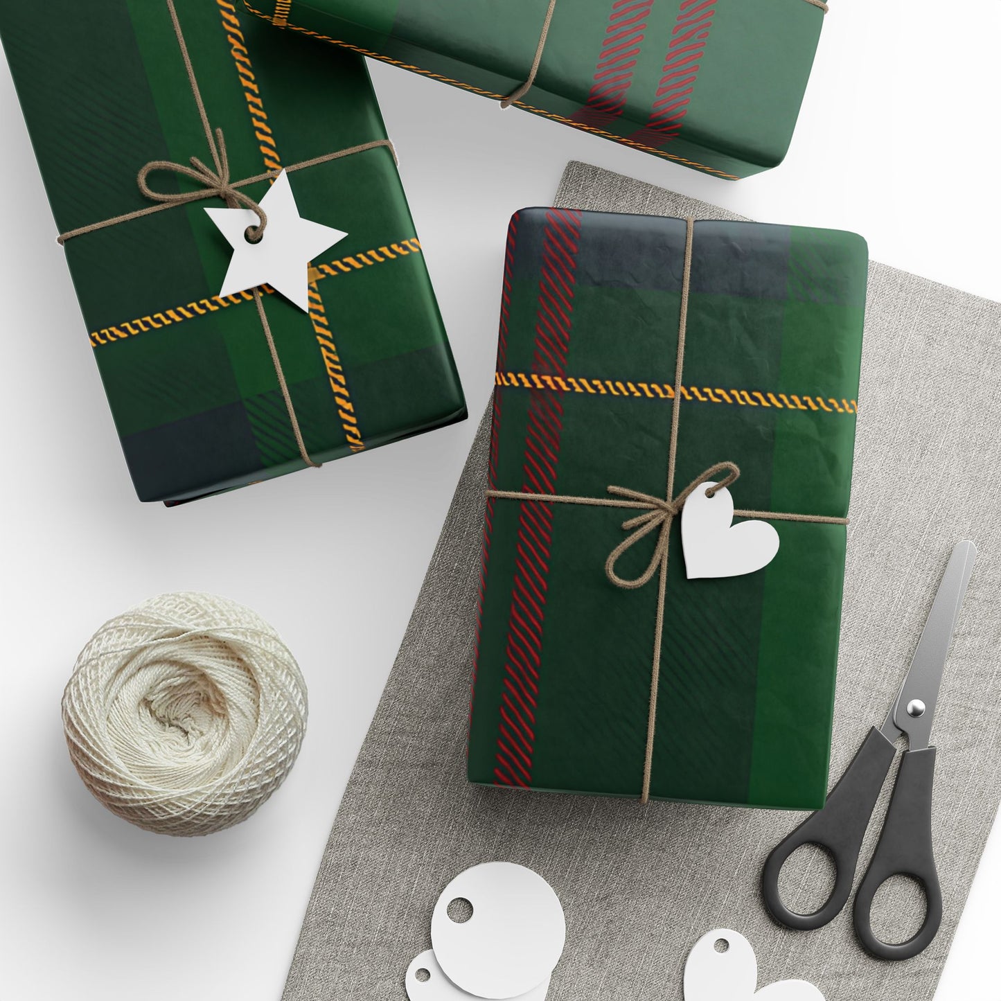 Classic Green Plaid Wrapping Paper – Tartan Check Gift Wrap in Glossy or Matte Finish