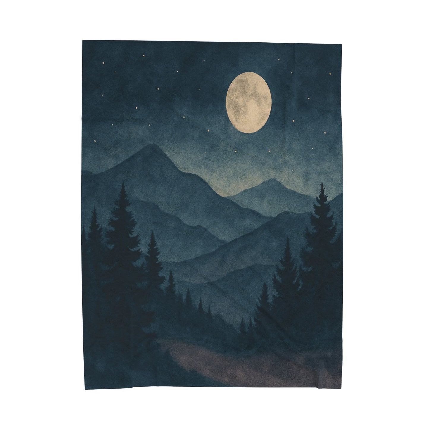 Moonlit Mountain Forest Velveteen Plush Blanket