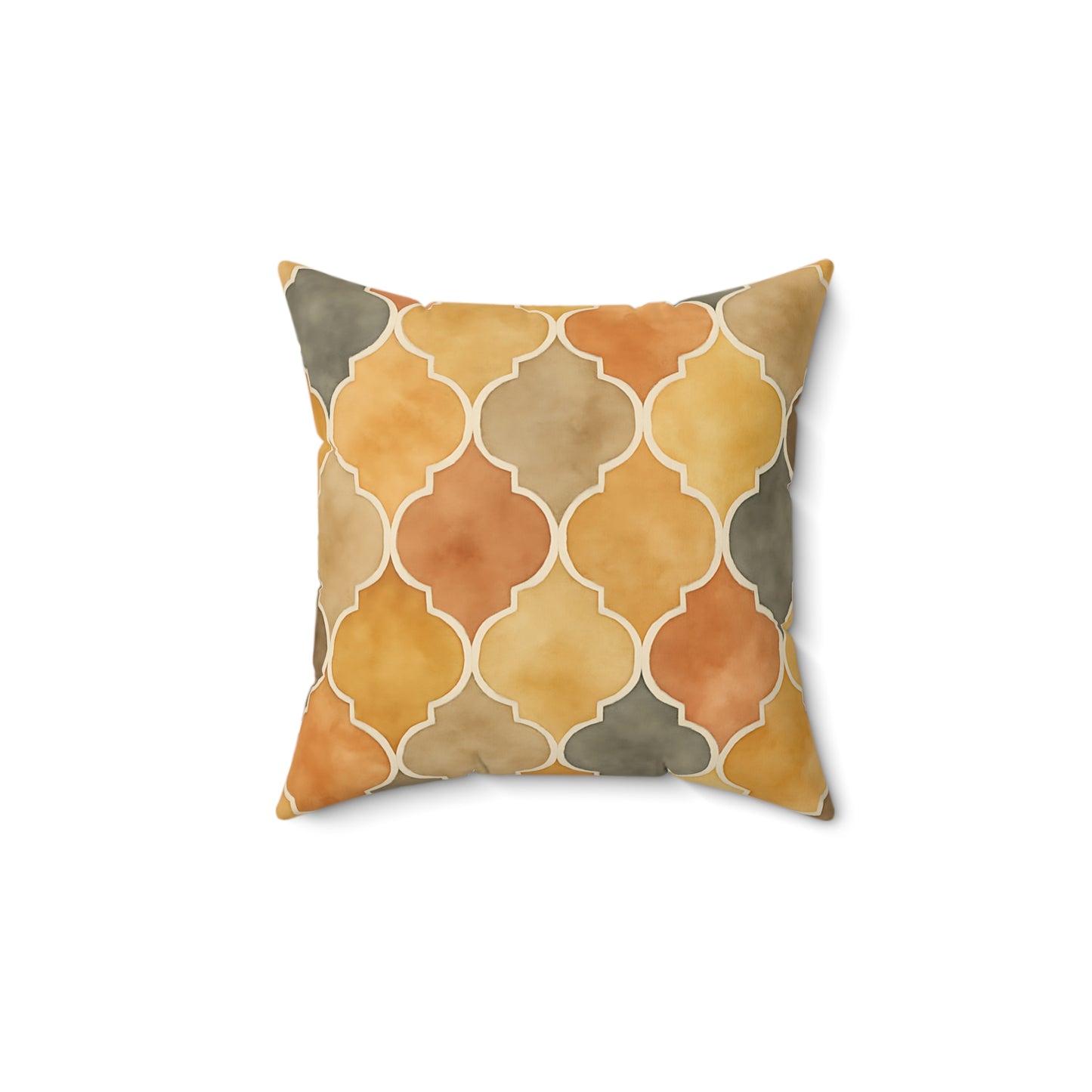 Warm Moroccan Tile Throw Pillow - Earth-Toned Decorative Cushion with Double-Sided Print