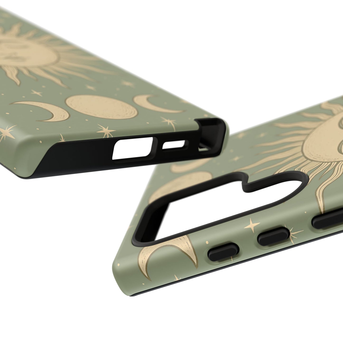Boho Sun and Moon Phone Case – Protective Aesthetic Case with Wireless Charging Compatibility