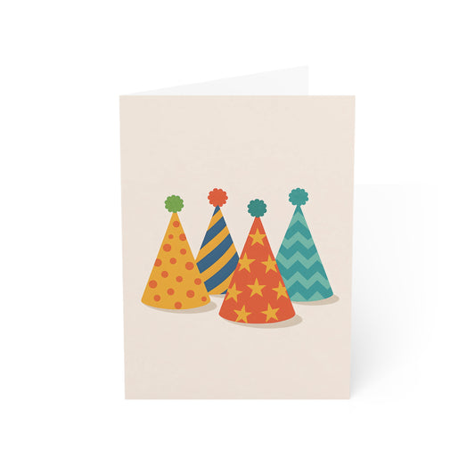 Colorful Party Hats Birthday Card – Fun Celebration Greeting with Envelope