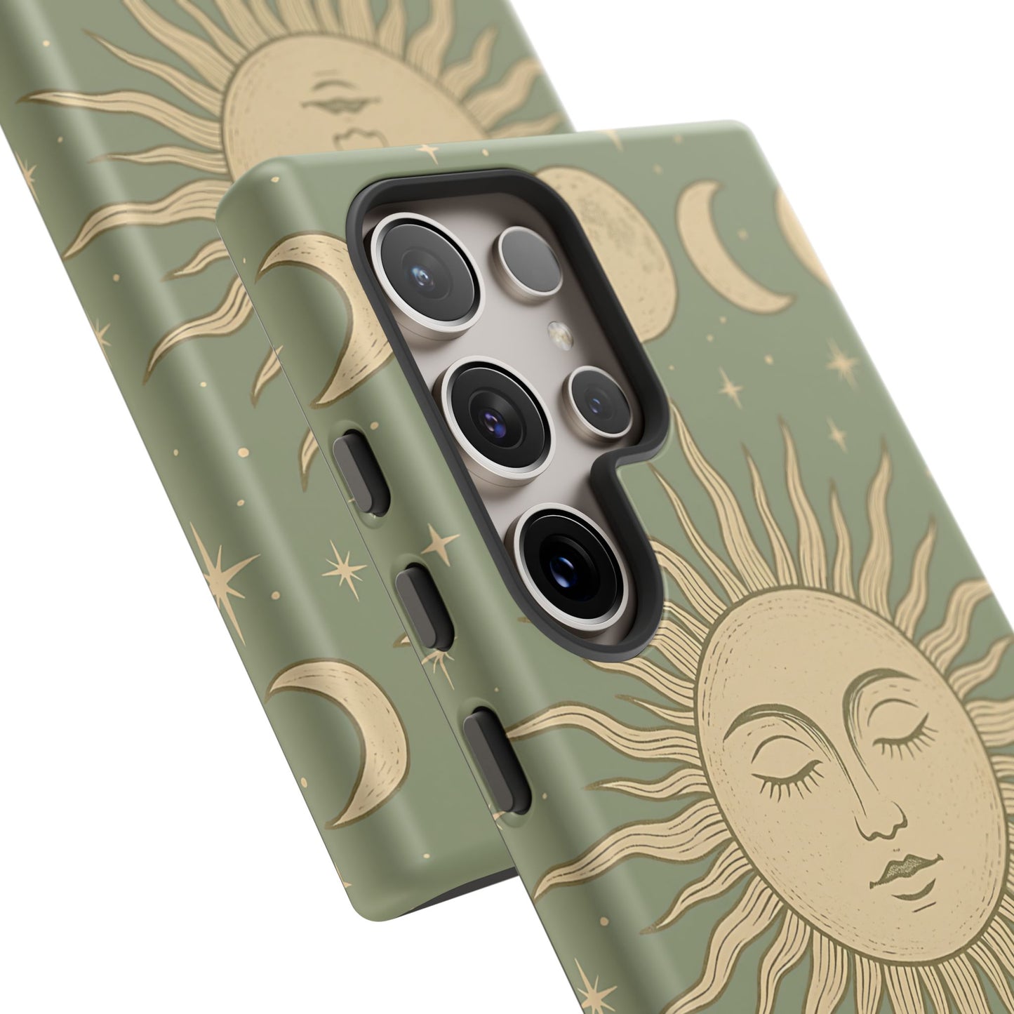 Boho Sun and Moon Phone Case – Protective Aesthetic Case with Wireless Charging Compatibility