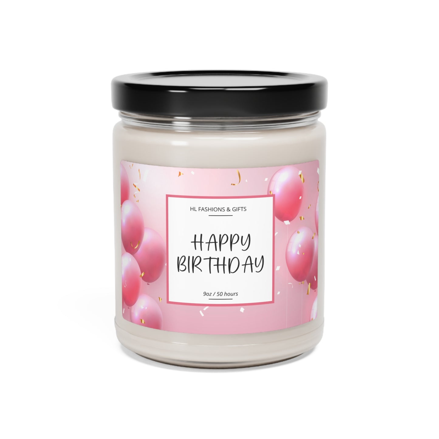 Happy Birthday Soy Candle - Pink Balloons