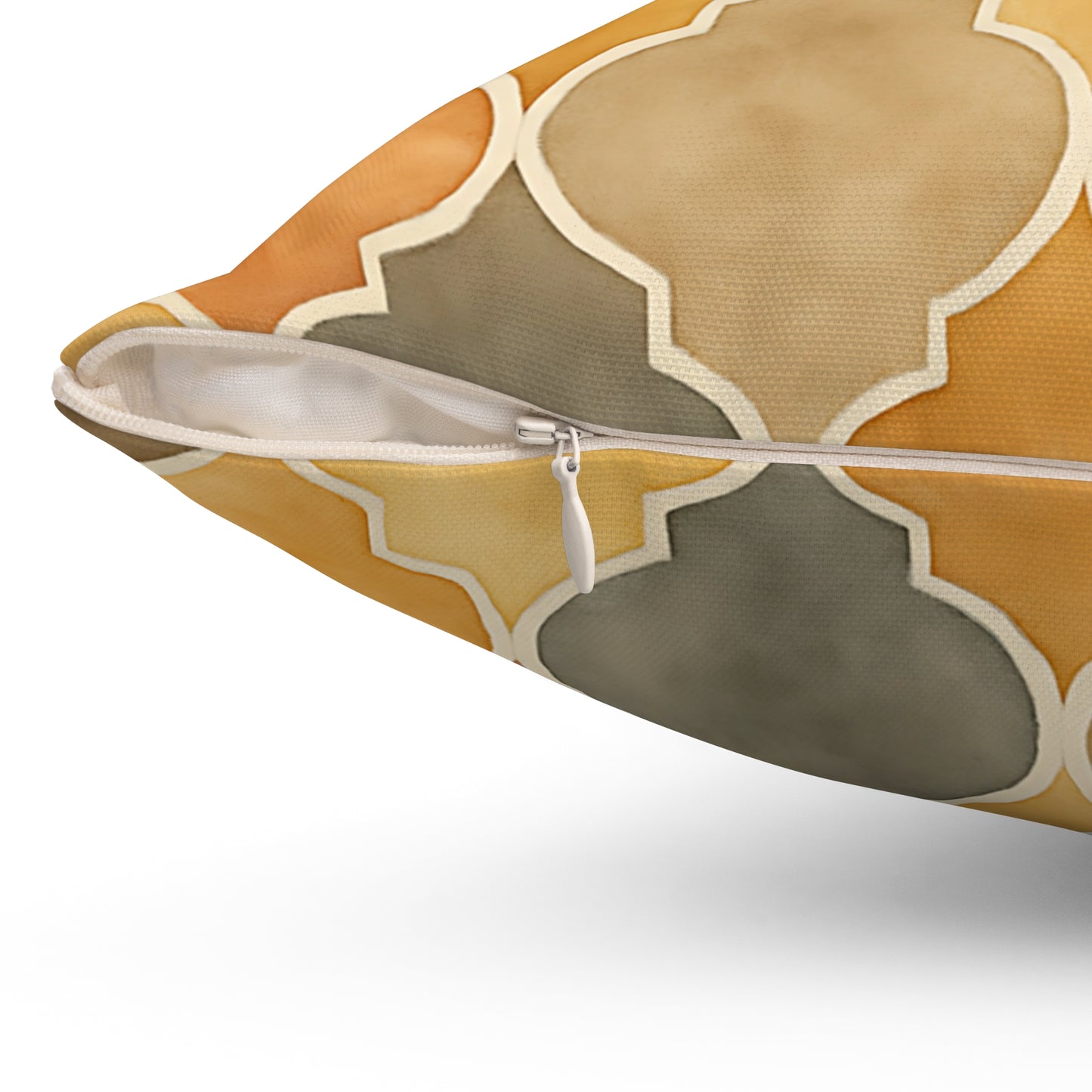 Warm Moroccan Tile Throw Pillow - Earth-Toned Decorative Cushion with Double-Sided Print