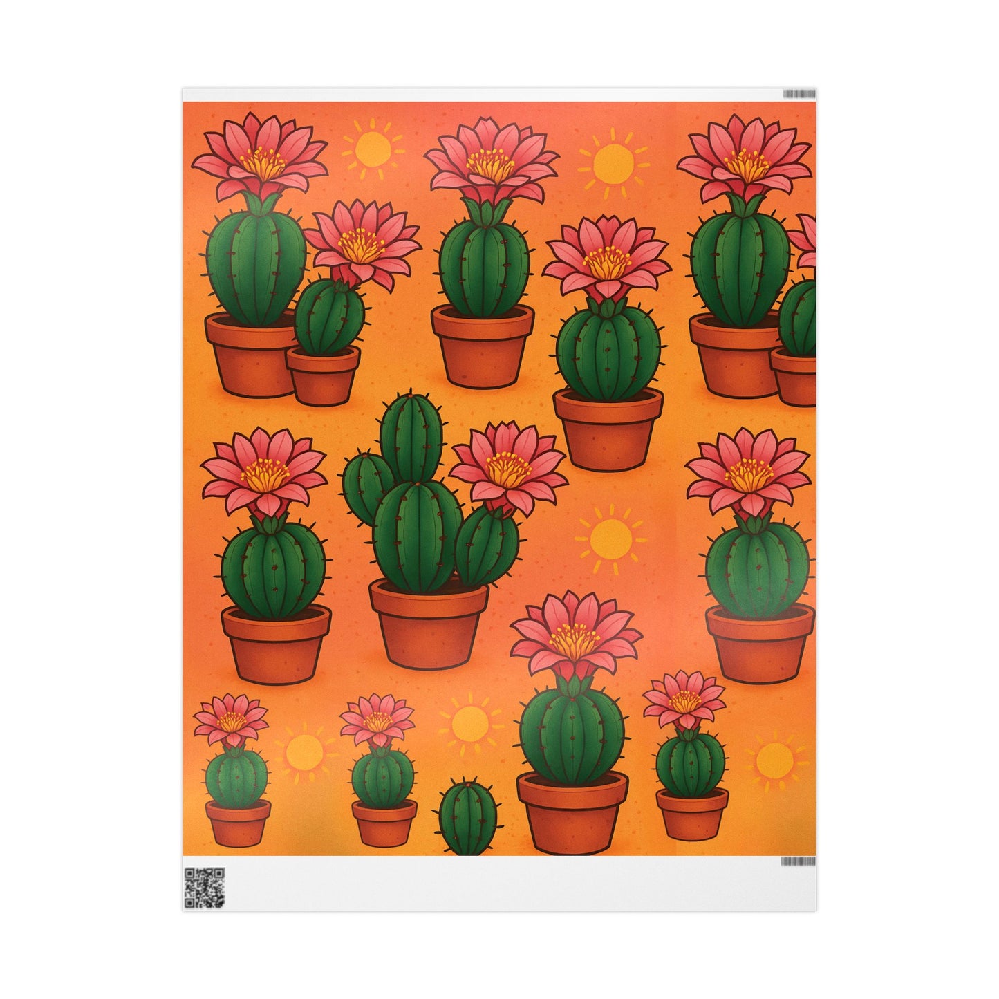 Cactus Bloom Wrapping Paper – Vibrant Desert Succulent Design in Terracotta Pots