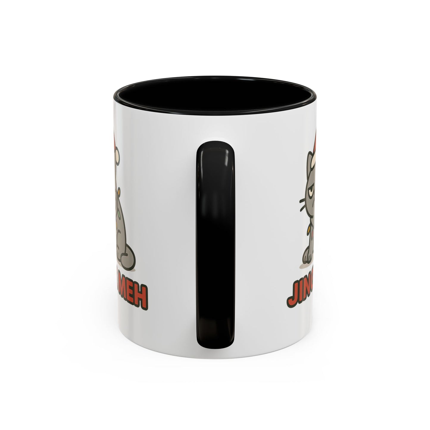 Funny “Jingle Meh” Christmas Cat Mug – Grumpy Holiday Coffee Cup, 11oz & 15oz Ceramic