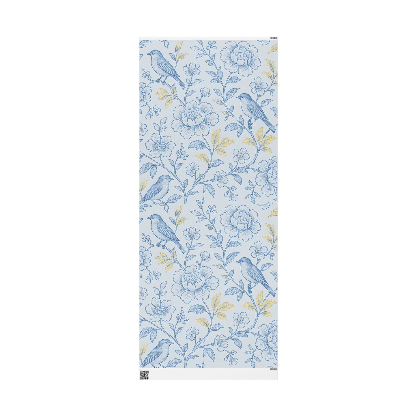 Blue Bird & Floral Wrapping Paper – Elegant Nature-Inspired Gift Wrap in Glossy or Matte Finish