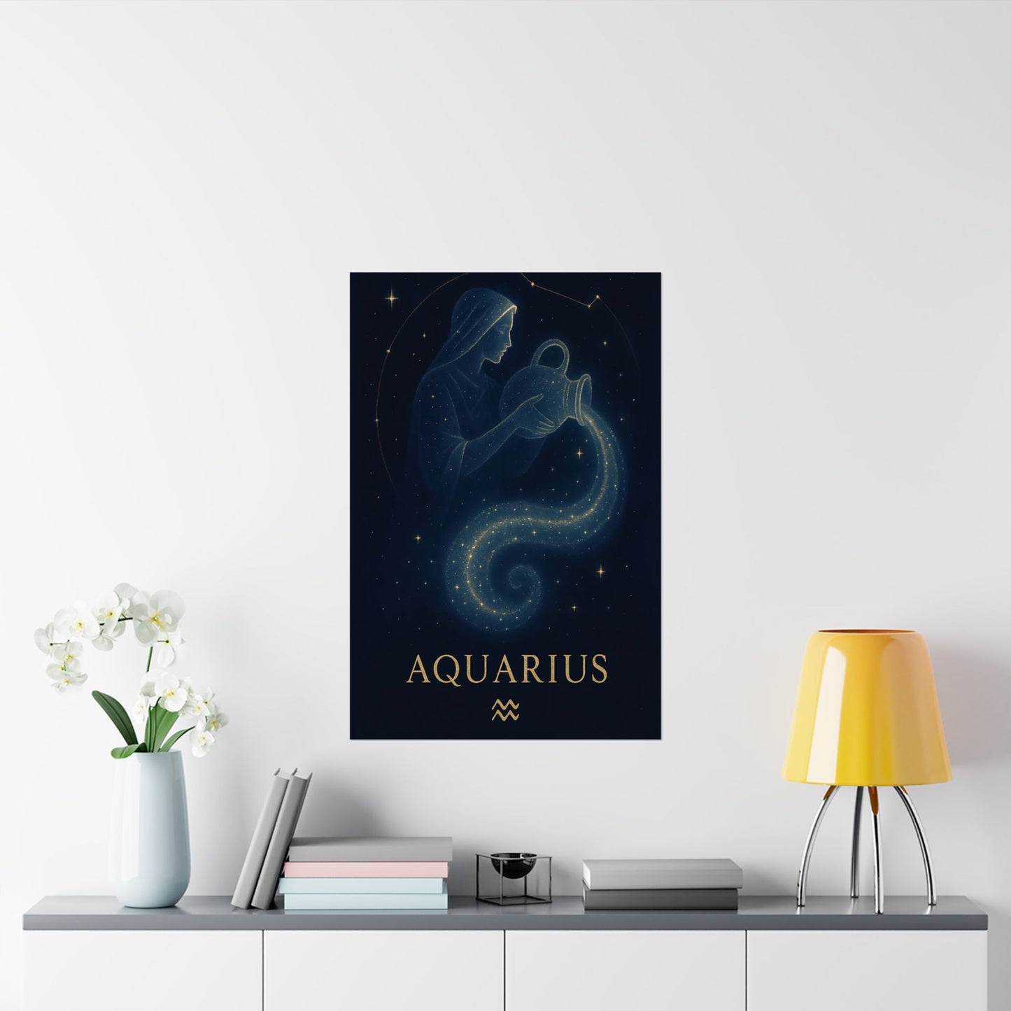 Aquarius Zodiac Constellation Matte Poster – Celestial Water Bearer Astrology Wall Art Print (Multiple Sizes)