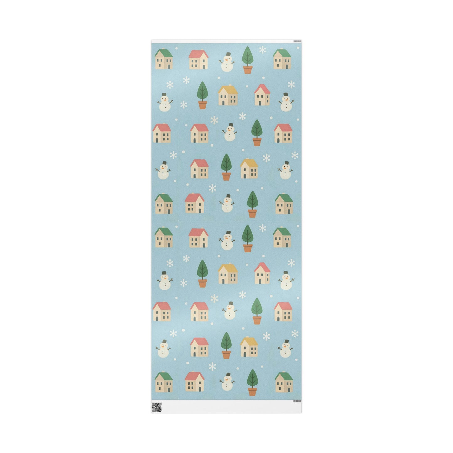 Whimsical Winter Village Wrapping Paper – Snowmen, Trees & Cozy Houses