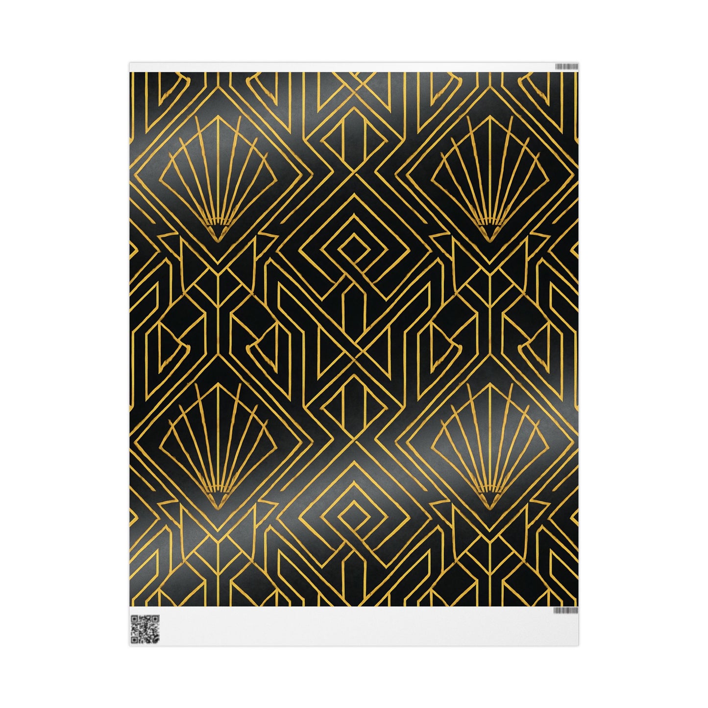 Art Deco Black & Gold Geometric Wrapping Paper – Luxury Gift Wrap in Glossy or Matte Finish