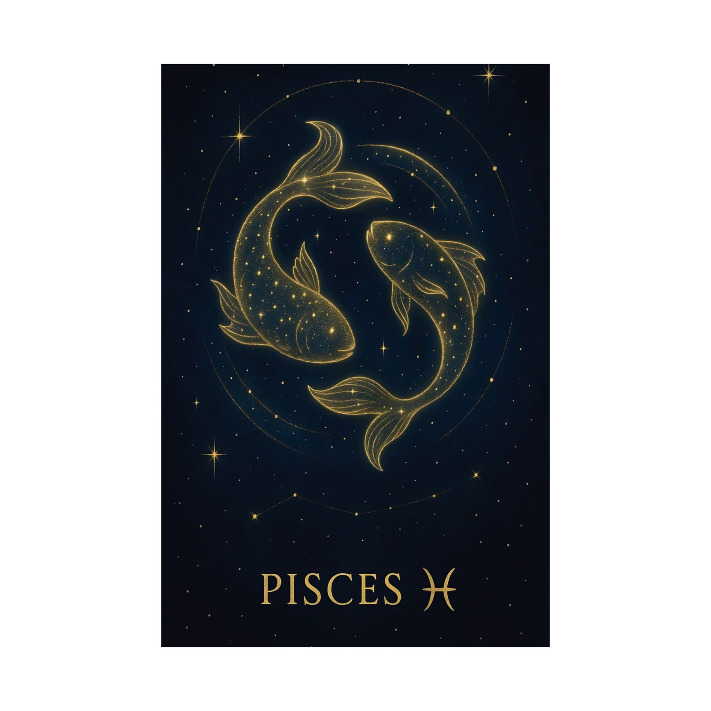 Pisces Zodiac Constellation Matte Poster – Celestial Two Fish Astrology Wall Art Print (Multiple Sizes)