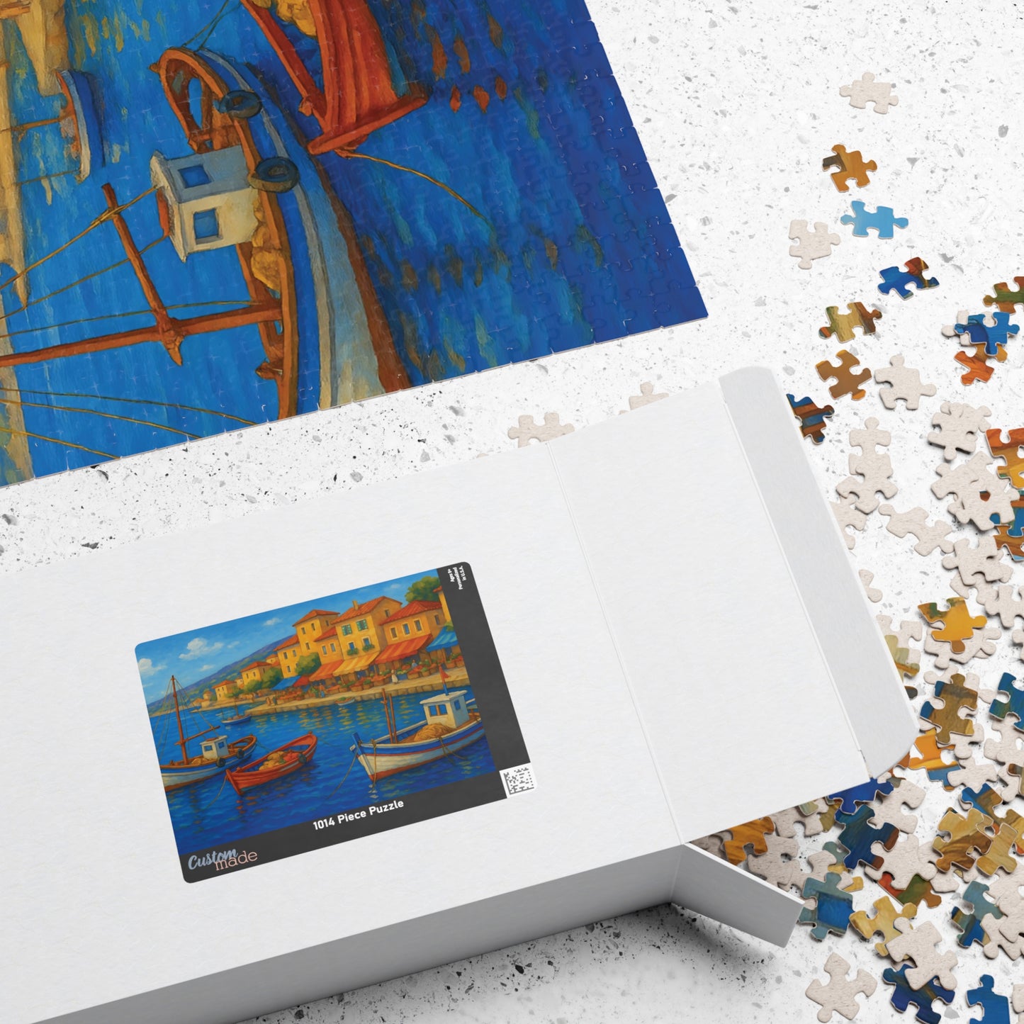 Mediterranean Harbor Jigsaw Puzzle – Colorful Coastal Village with Fishing Boats