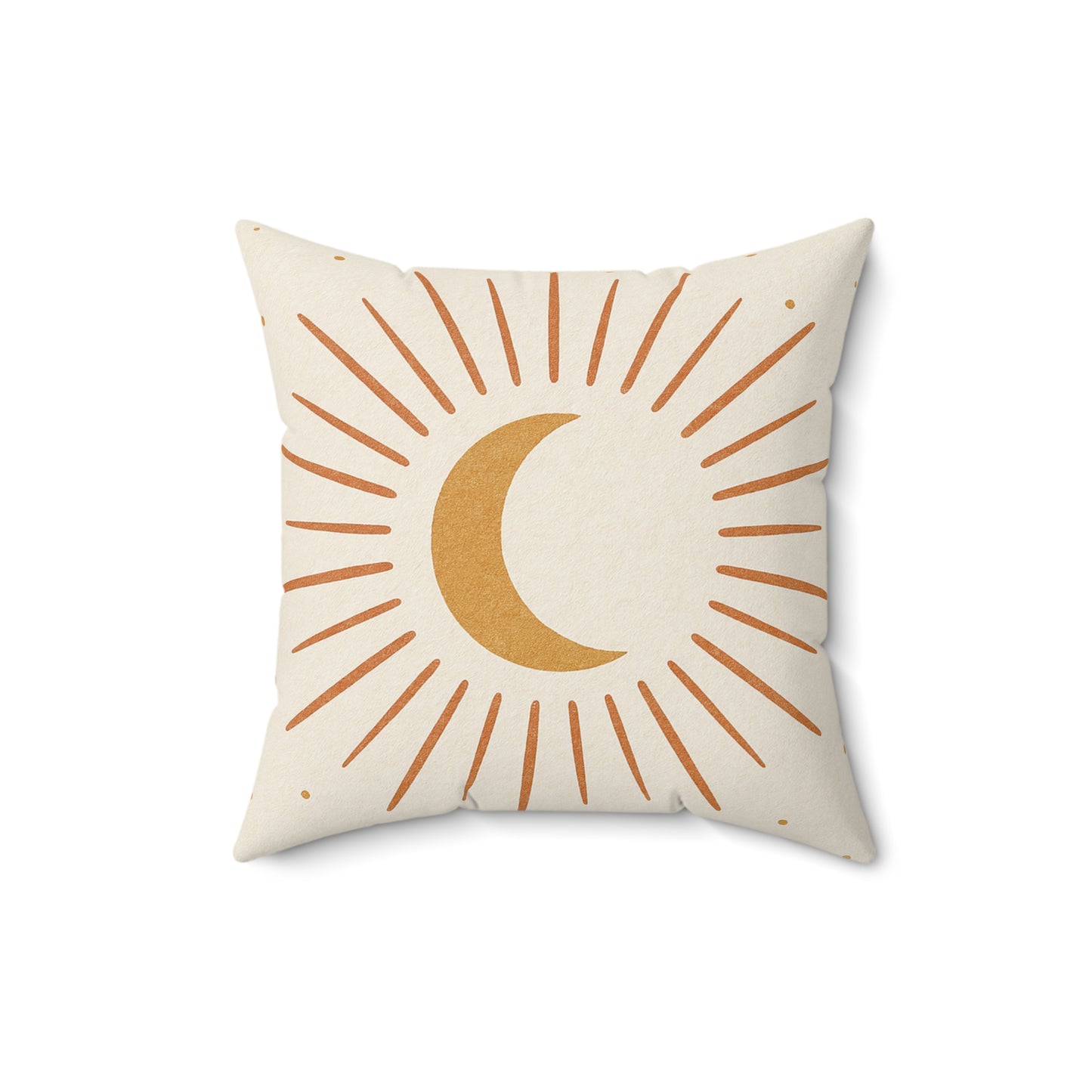 Modern Crescent Moon Throw Pillow - Boho Sunburst Decorative Cushion with Double-Sided Print