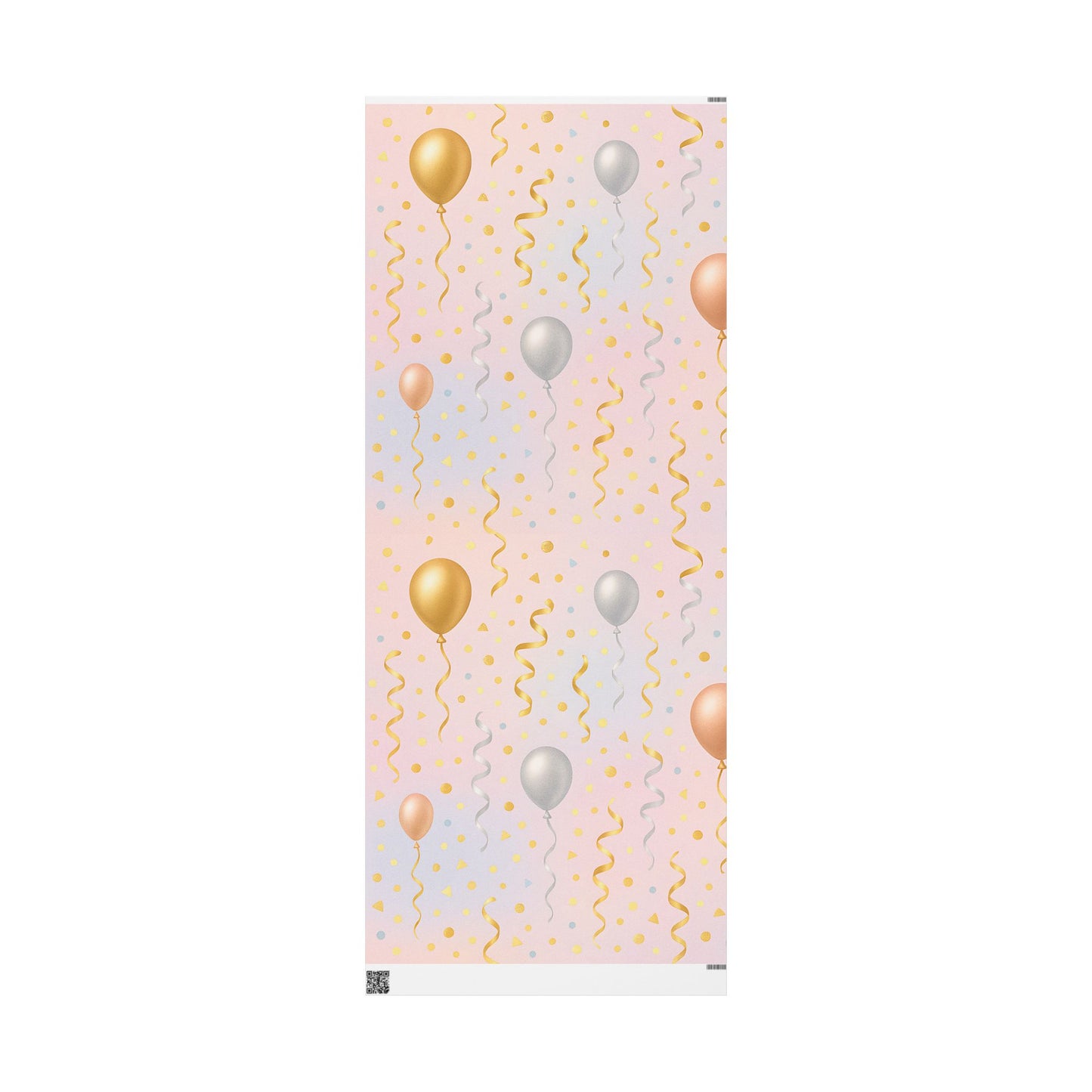 Celebration Balloon Wrapping Paper – Party Gift Wrap with Streamers & Confetti in Glossy or Matte