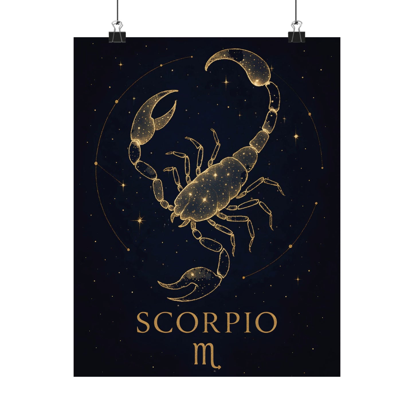 Scorpio Zodiac Constellation Matte Poster – Golden Scorpion Astrology Wall Art Print (Multiple Sizes)