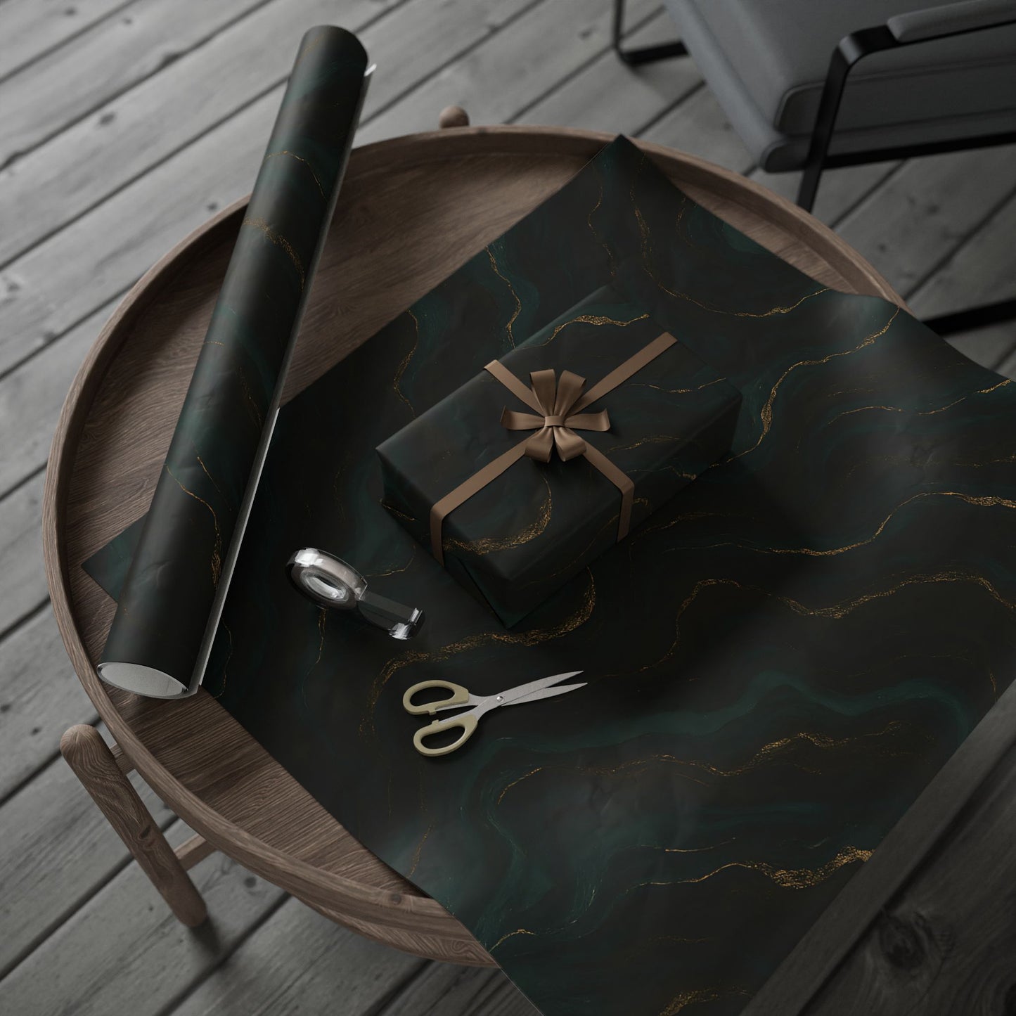 Emerald & Gold Marble Wrapping Paper – Luxurious Stone-Inspired Gift Wrap in Glossy or Matte Finish