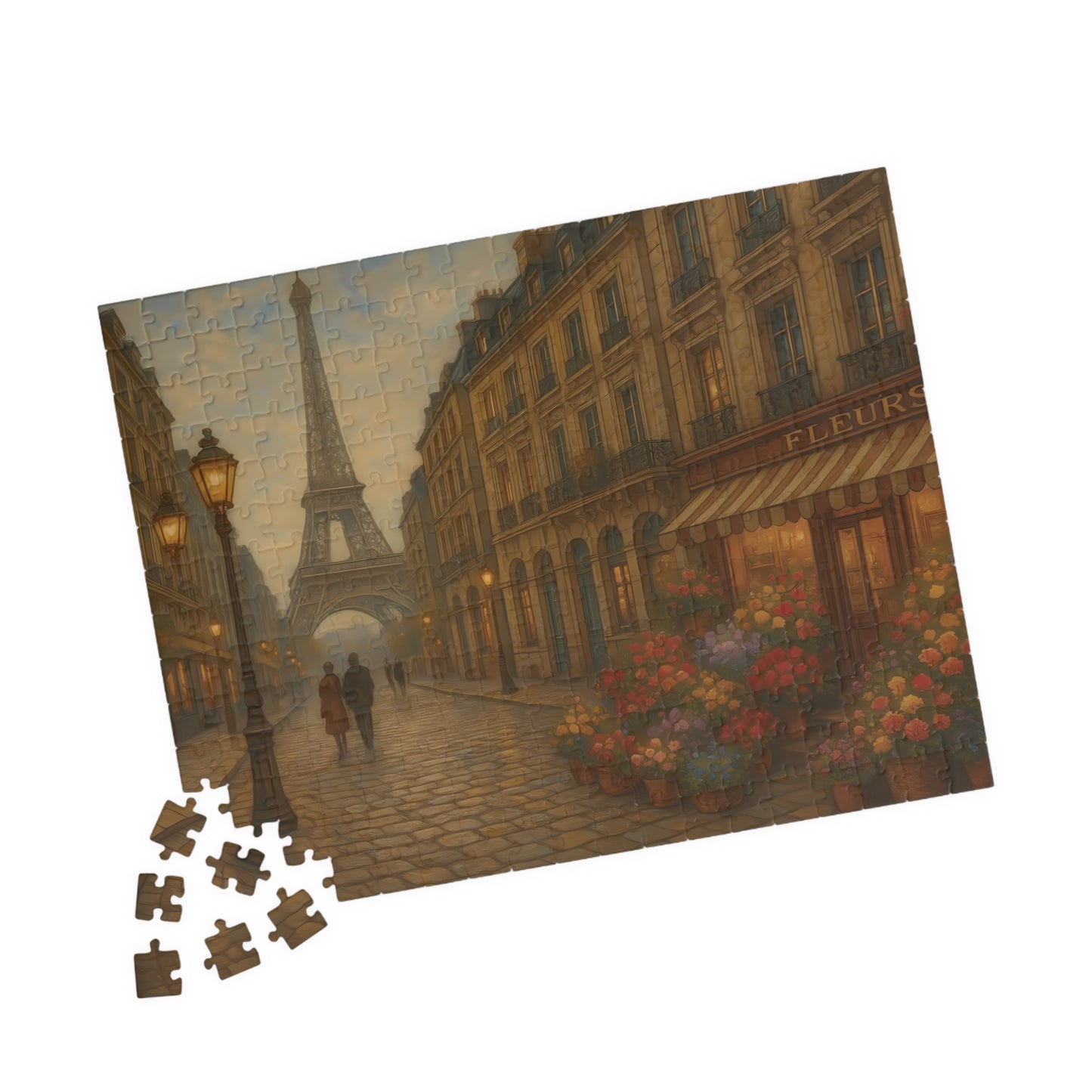 Paris Evening Stroll Puzzle – Eiffel Tower & Flower Shop Scene