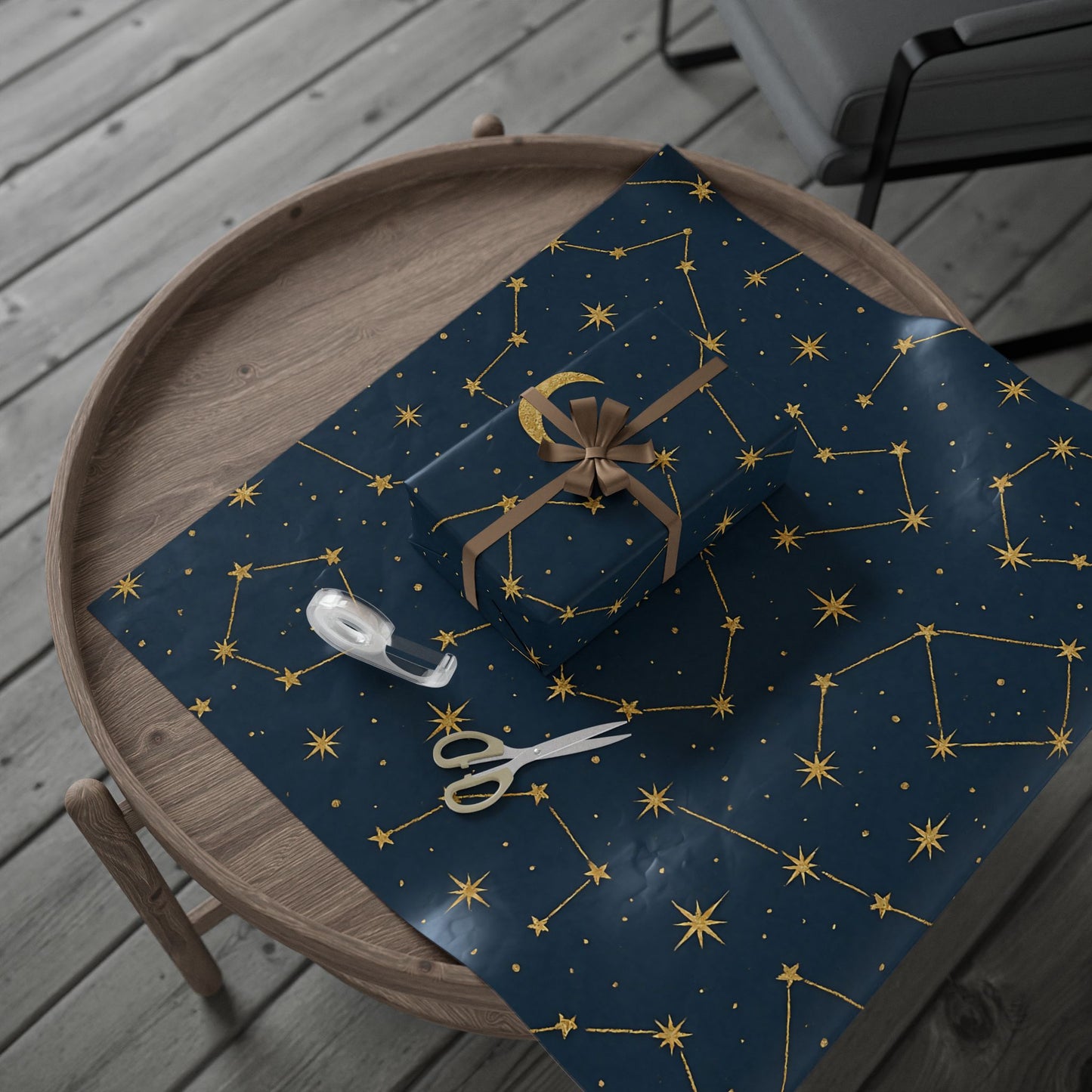 Celestial Constellations & Moon Wrapping Paper – Starry Night Gift Wrap in Glossy or Matte Finish