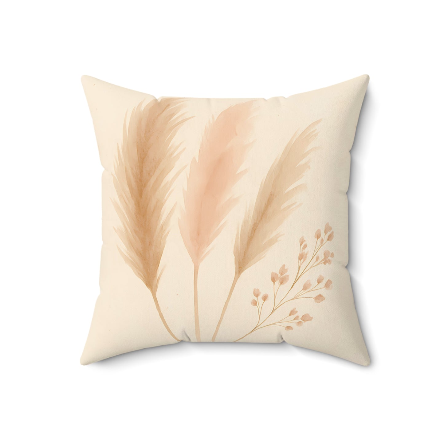 Neutral Pampas Grass Throw Pillow - Minimalist Boho Decorative Cushion with Double-Sided Print