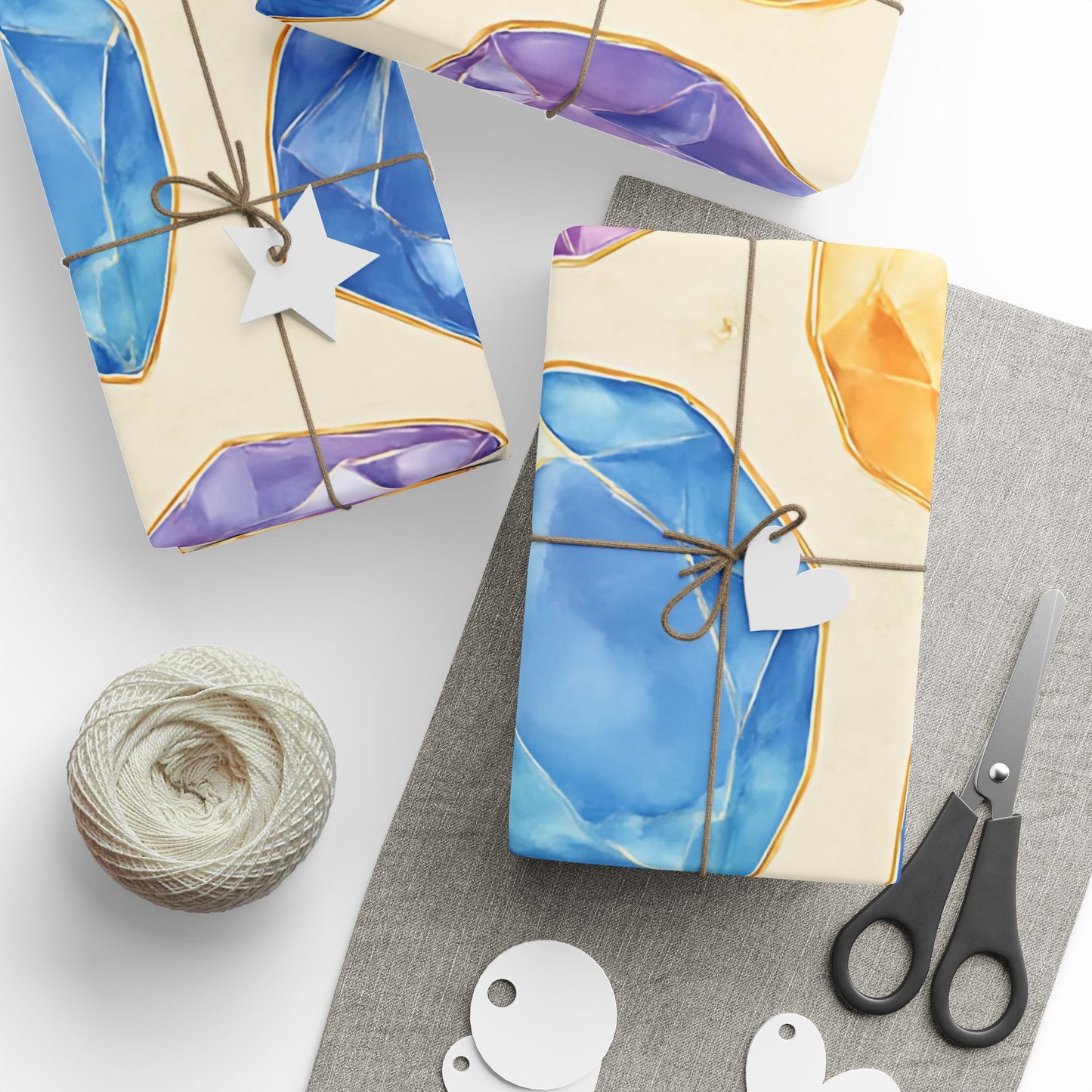 Colorful Gemstone Wrapping Paper – Luxury Gift Wrap with Jewel Print in Glossy or Matte Finish.