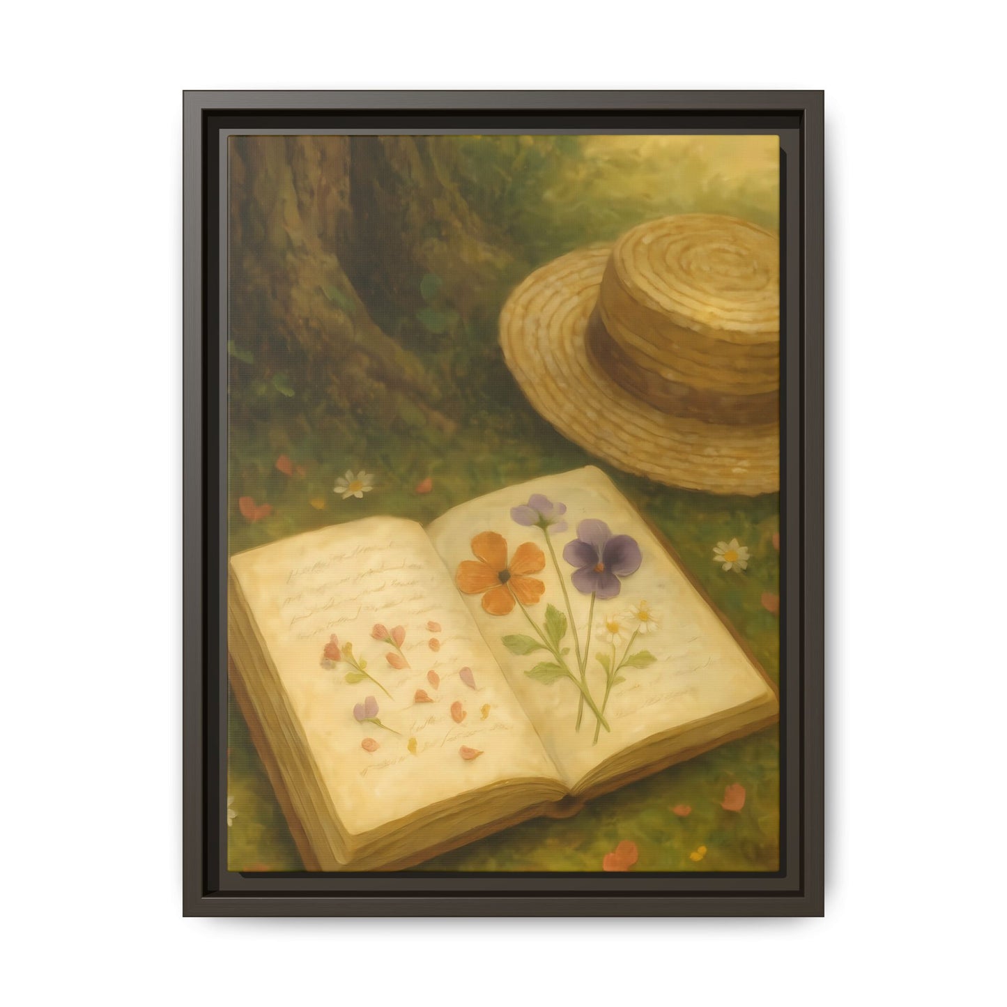 Pressed Flowers in the Shade – Framed Matte Canvas Nature Scene