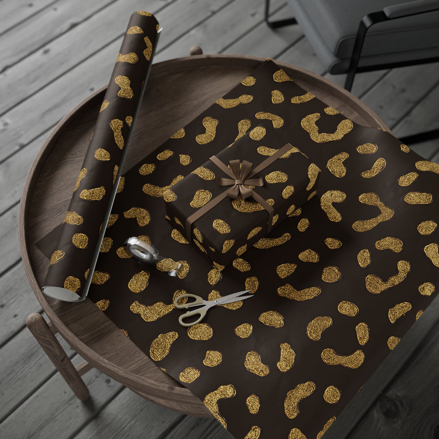 Gold Leopard Print Wrapping Paper – Luxe Animal Print Gift Wrap in Glossy or Matte Finish