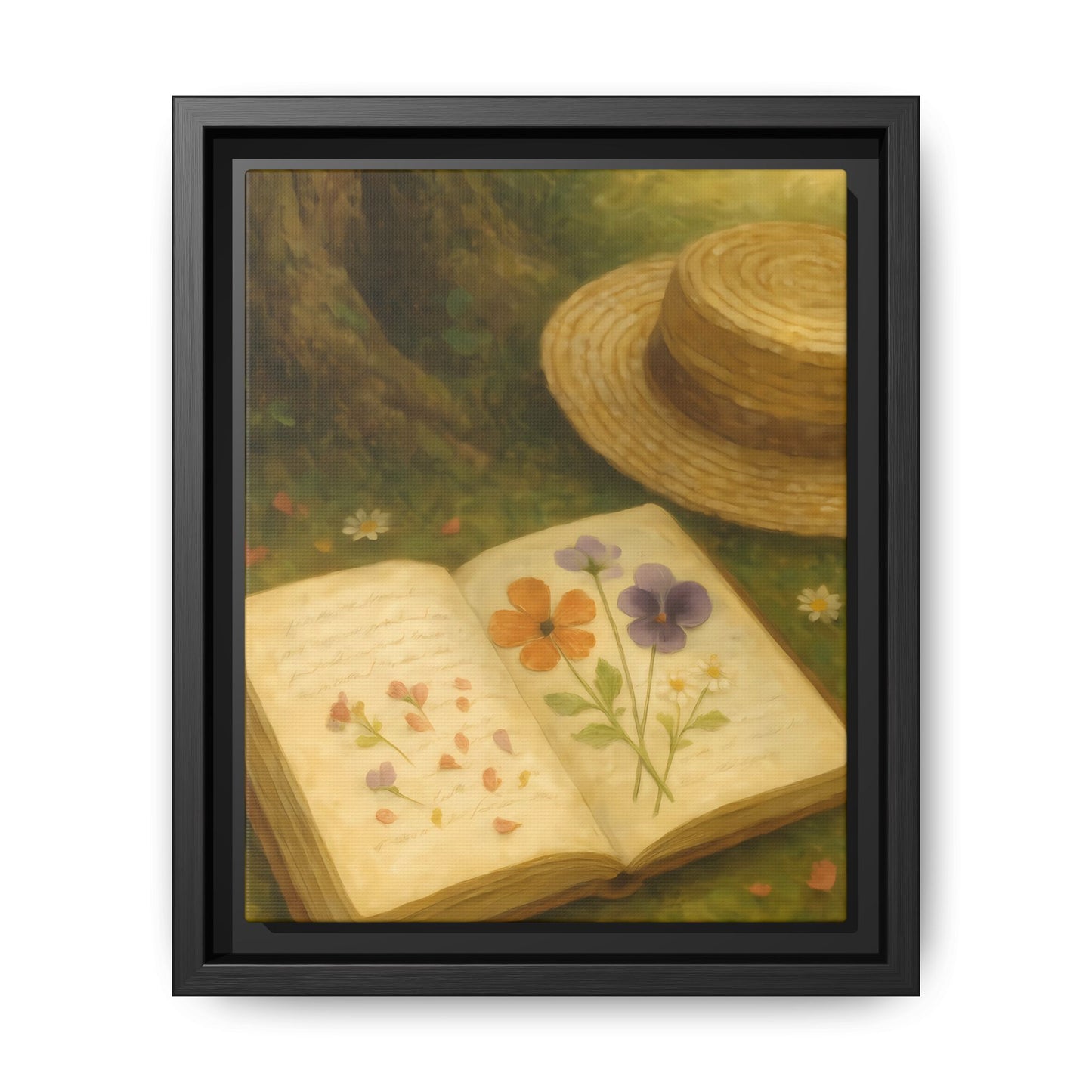 Pressed Flowers in the Shade – Framed Matte Canvas Nature Scene