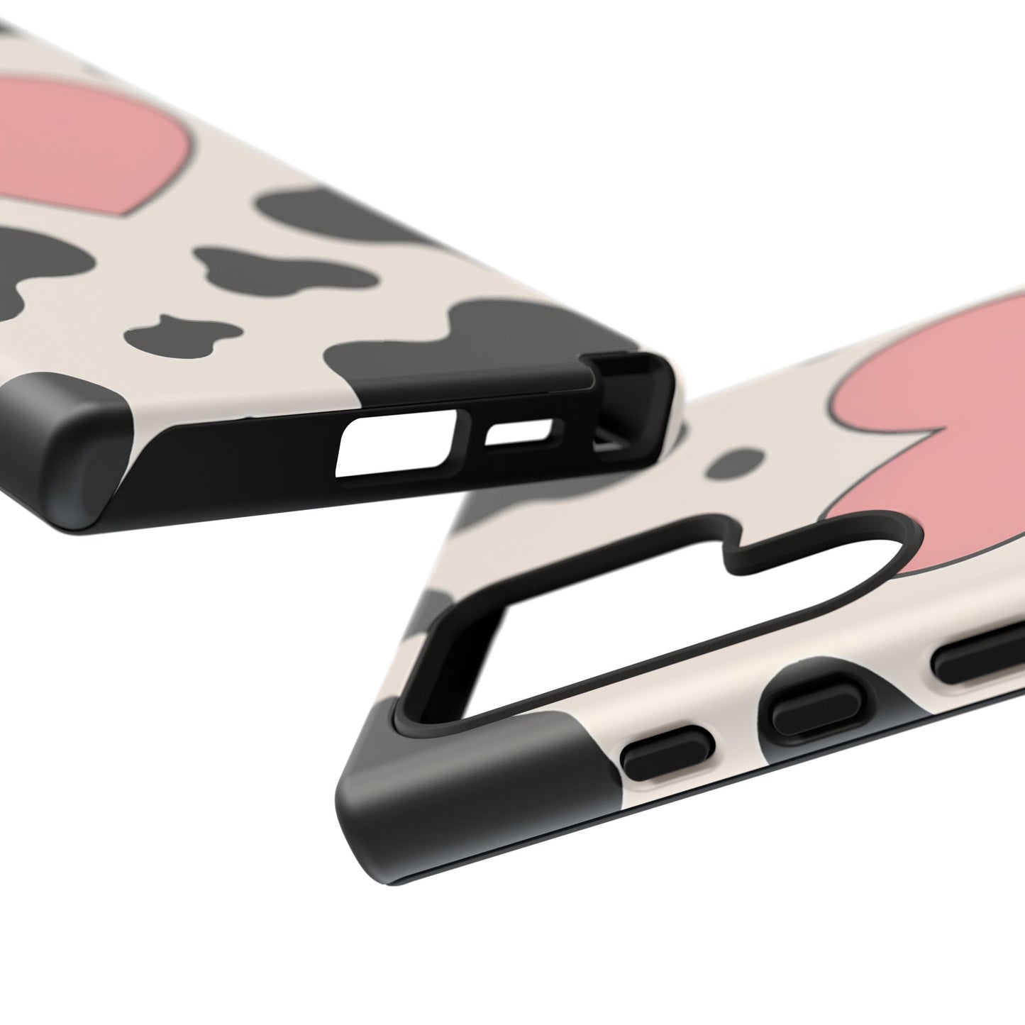 Cow Print Phone Case with Pink Heart – Bold & Cute Protective Cover