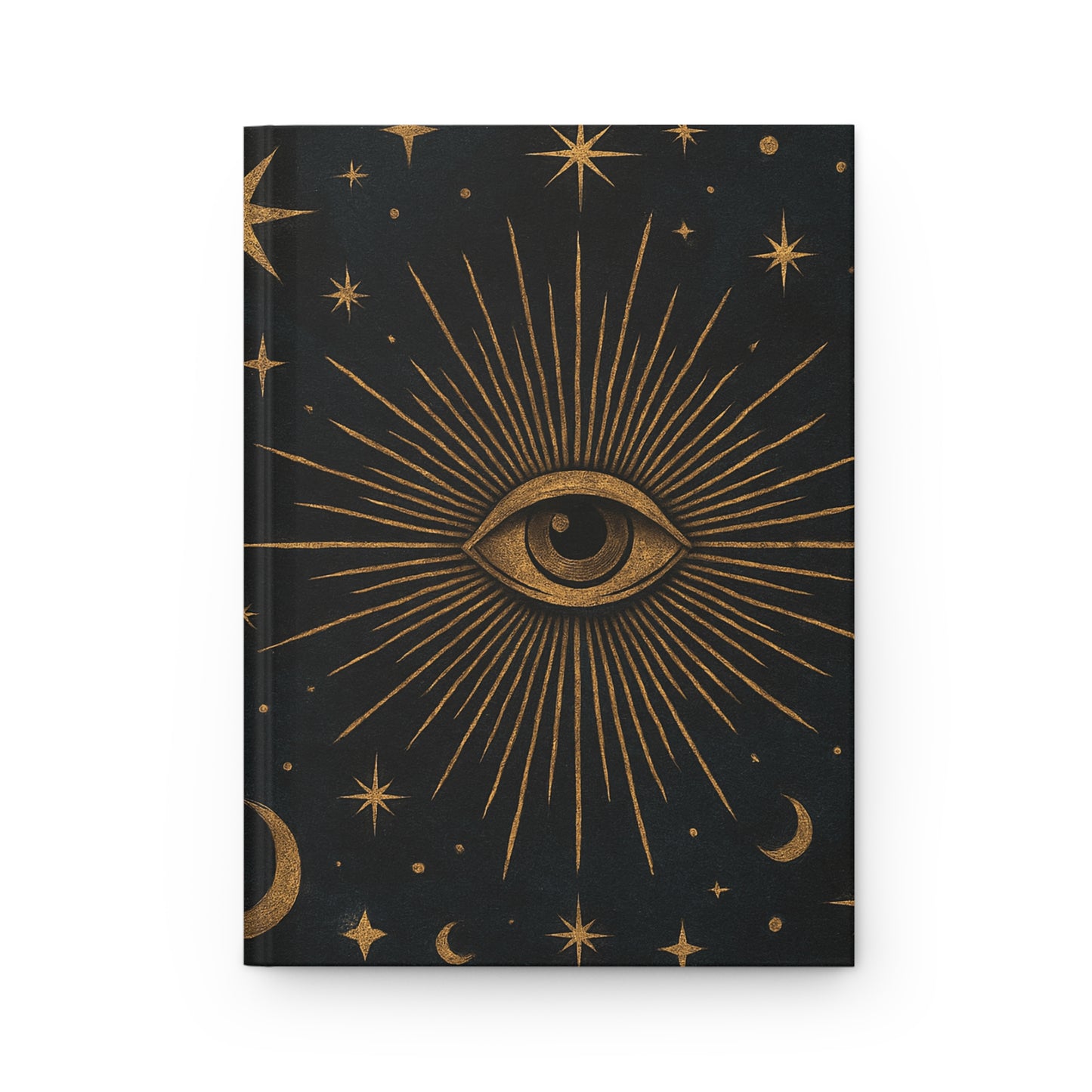 Mystic Eye & Stars Matte Hardcover Journal – Celestial Gold on Black