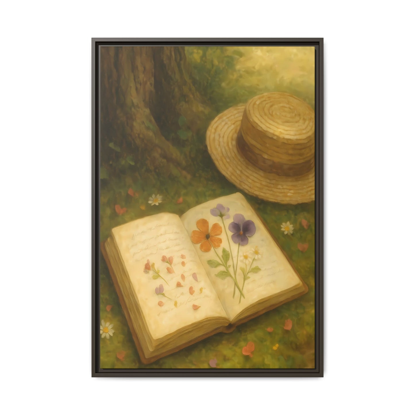 Pressed Flowers in the Shade – Framed Matte Canvas Nature Scene