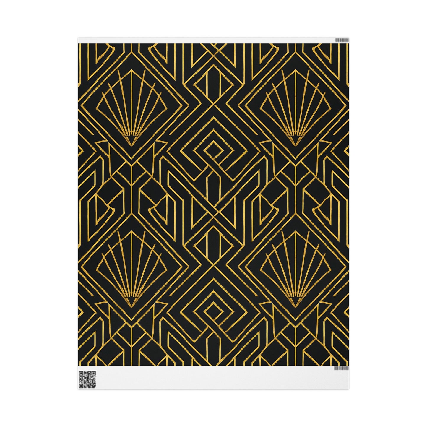 Art Deco Black & Gold Geometric Wrapping Paper – Luxury Gift Wrap in Glossy or Matte Finish