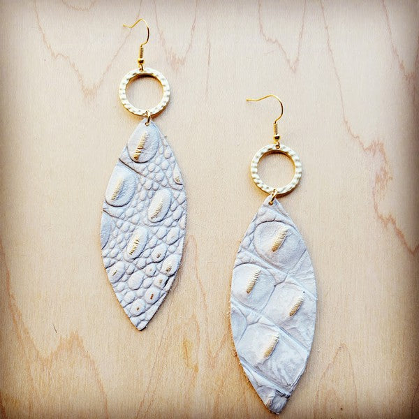 Narrow Oval Earring White Gold Gator Gold Hoop