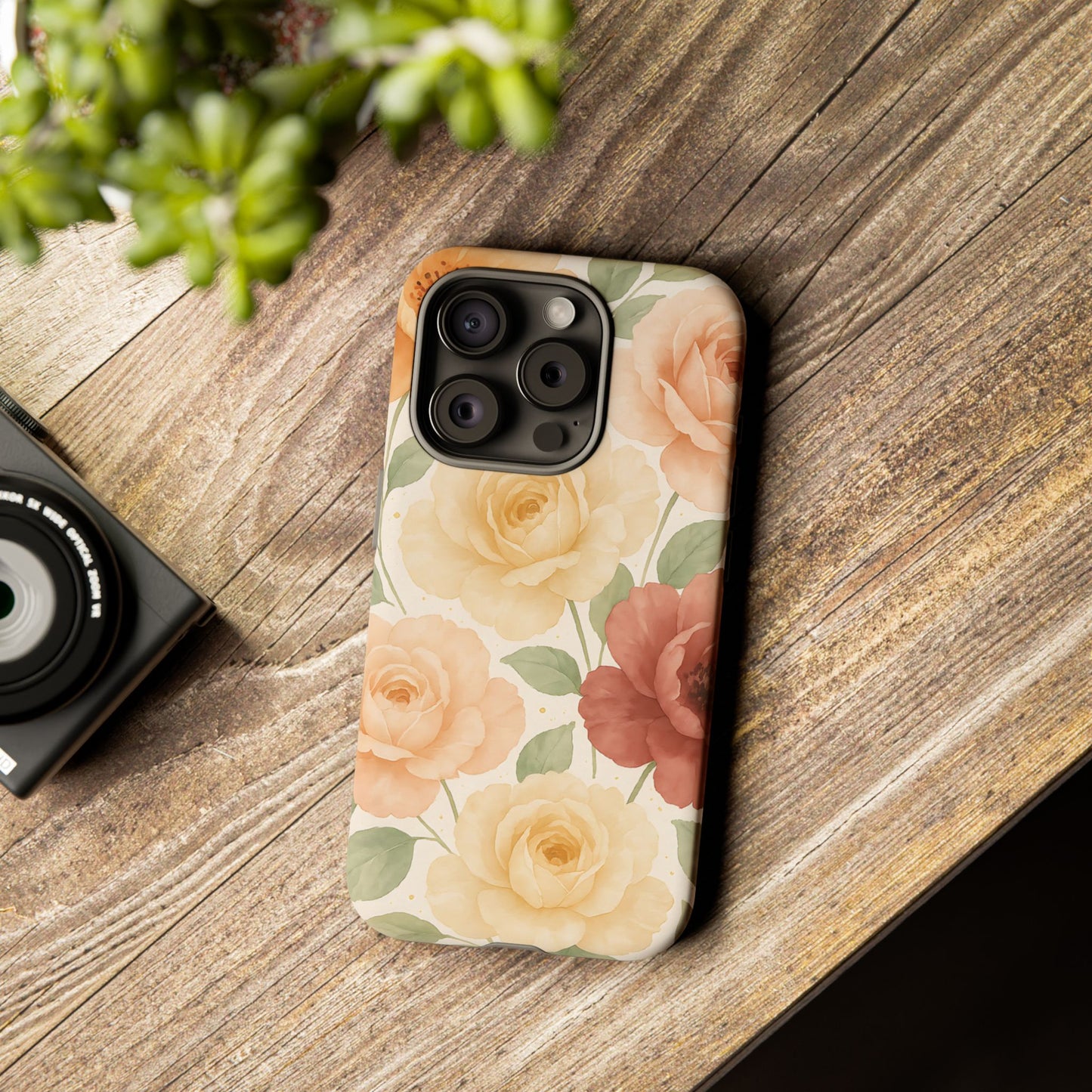 Vintage Rose Garden Phone Case – Soft Floral Print in Warm Neutrals