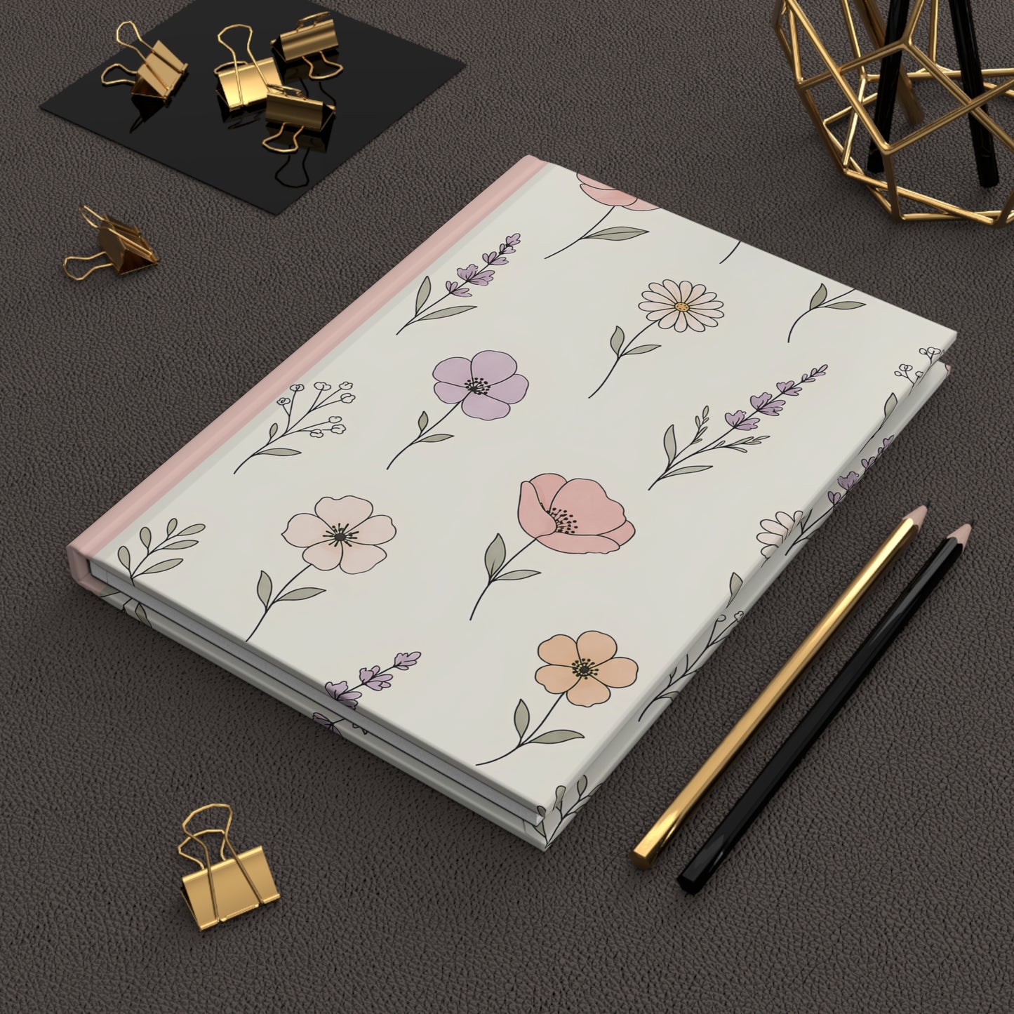 Floral Meadow Hardcover Journal — Pastel Wildflower Notebook for Notes & Gratitude