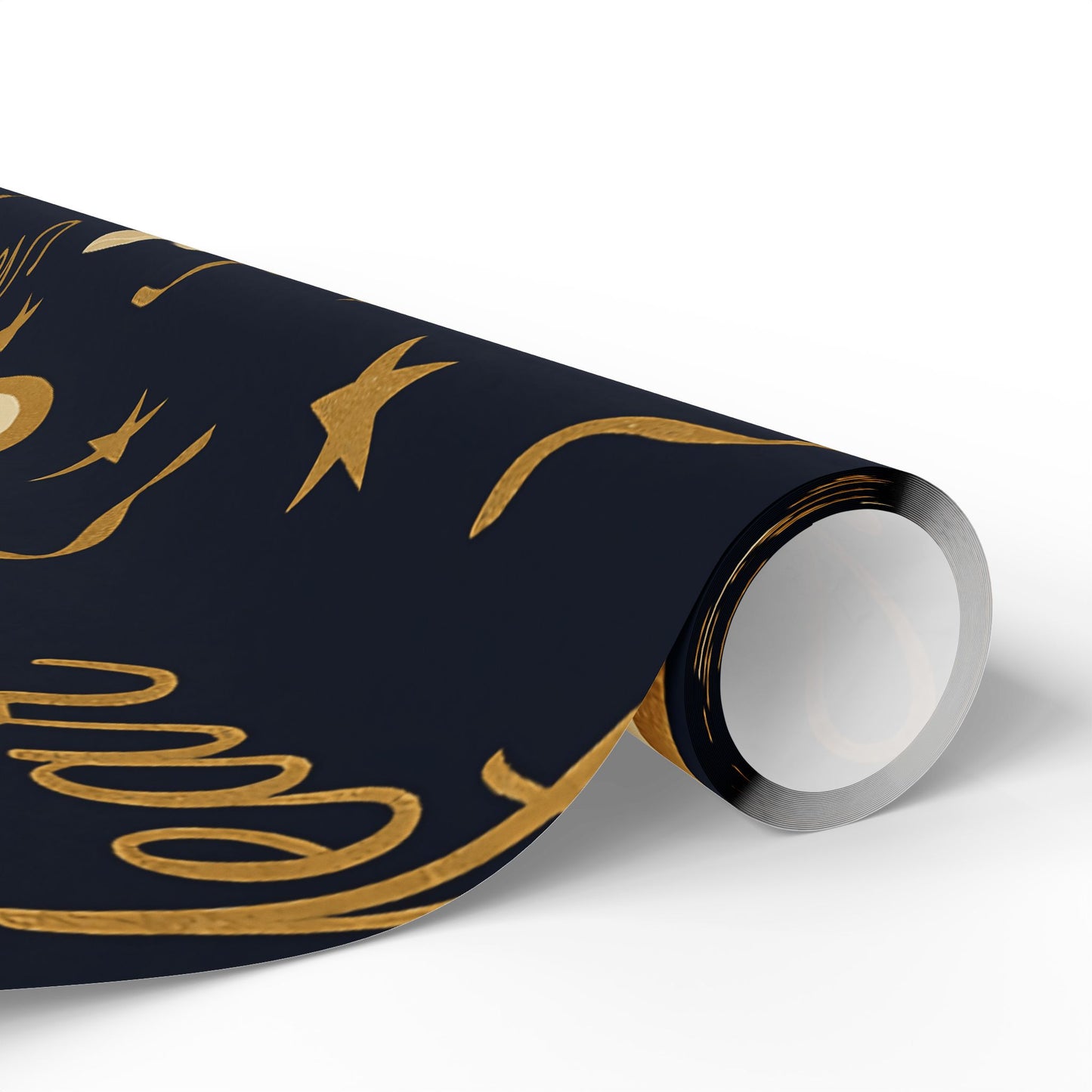 Midnight Celebration New Year Wrapping Paper – Clocks, Champagne & Confetti on Navy
