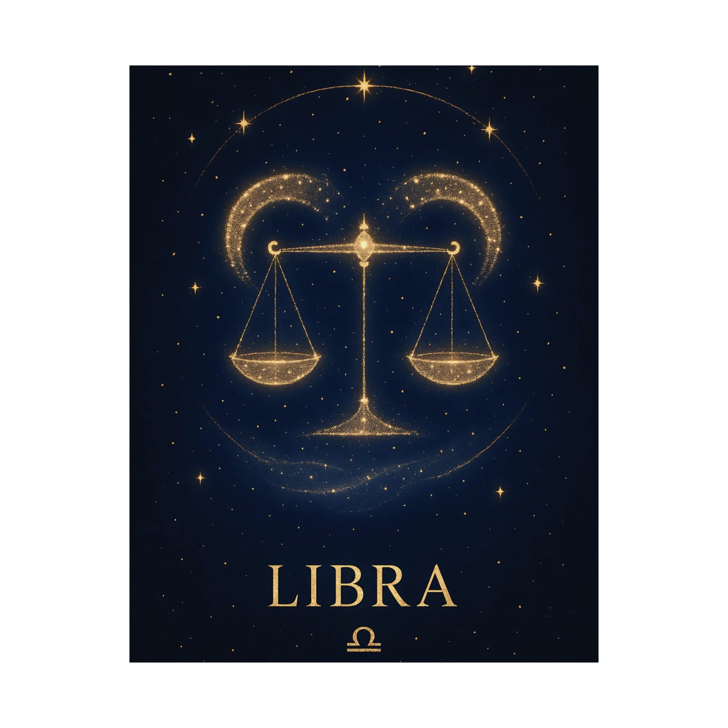 Libra Zodiac Constellation Matte Poster – Golden Scales Astrology Wall Art Print (Multiple Sizes)
