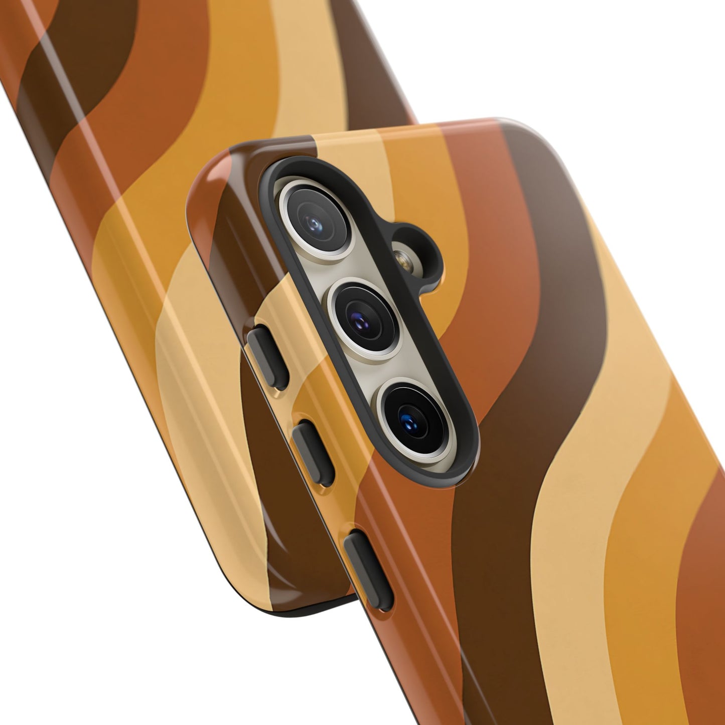 Retro Wave Stripes iPhone Case – 70s-Inspired Earth Tone Swirl Design