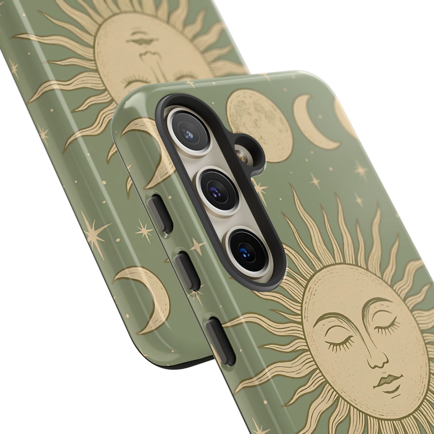 Boho Sun and Moon Phone Case – Protective Aesthetic Case with Wireless Charging Compatibility