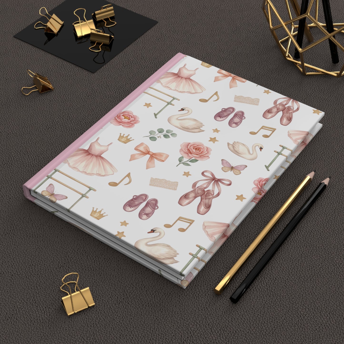 Ballet Dreams Hardcover Journal — Pink Swan, Tutu & Pointe Shoe Notebook
