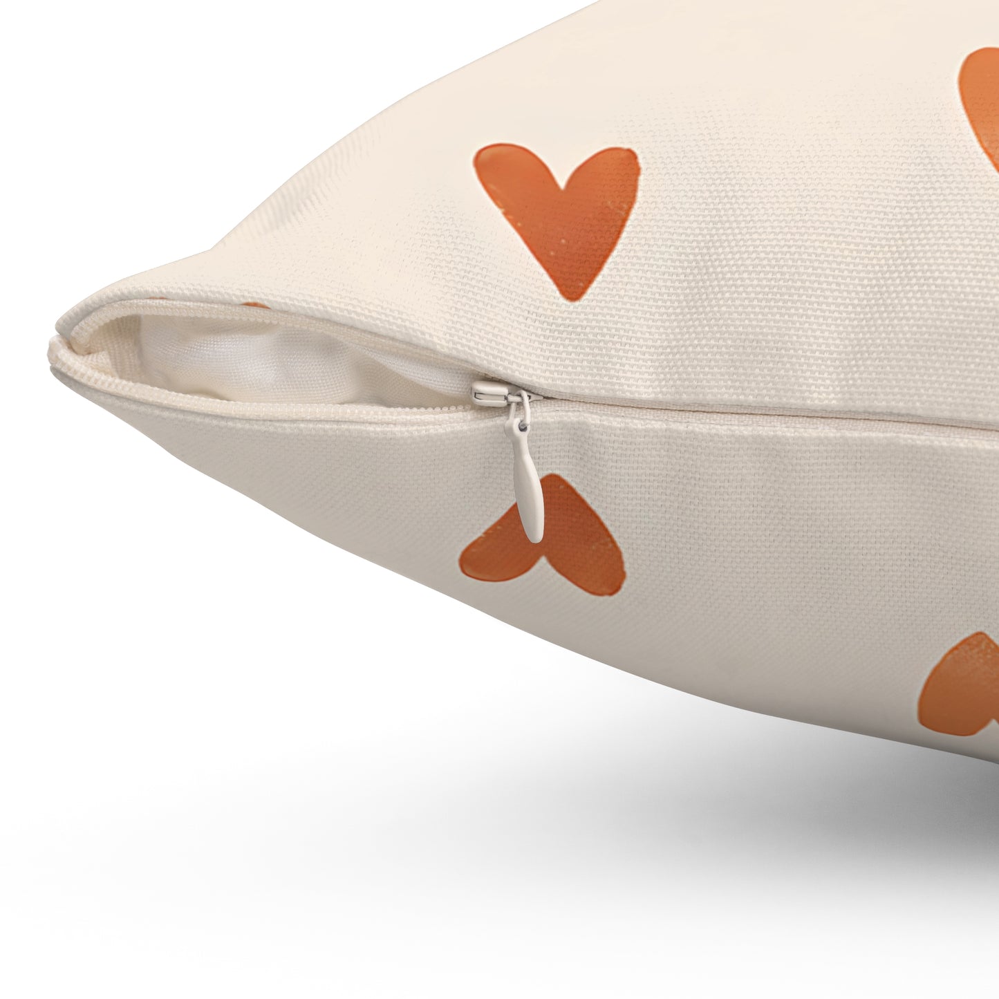 Terracotta Heart Print Throw Pillow – Minimalist Boho Cushion with Double-Sided Design, Multiple Sizes