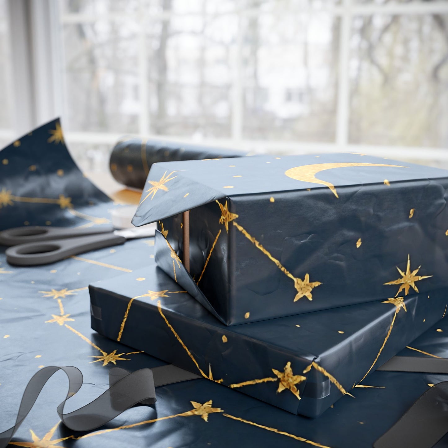 Celestial Constellations & Moon Wrapping Paper – Starry Night Gift Wrap in Glossy or Matte Finish