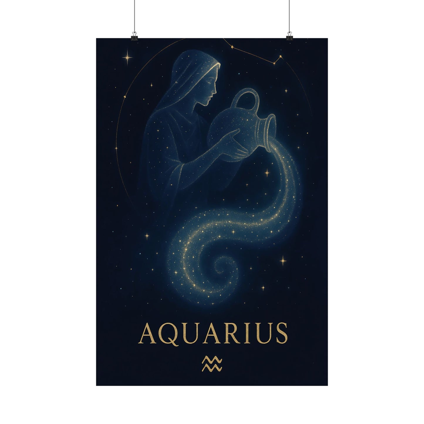 Aquarius Zodiac Constellation Matte Poster – Celestial Water Bearer Astrology Wall Art Print (Multiple Sizes)