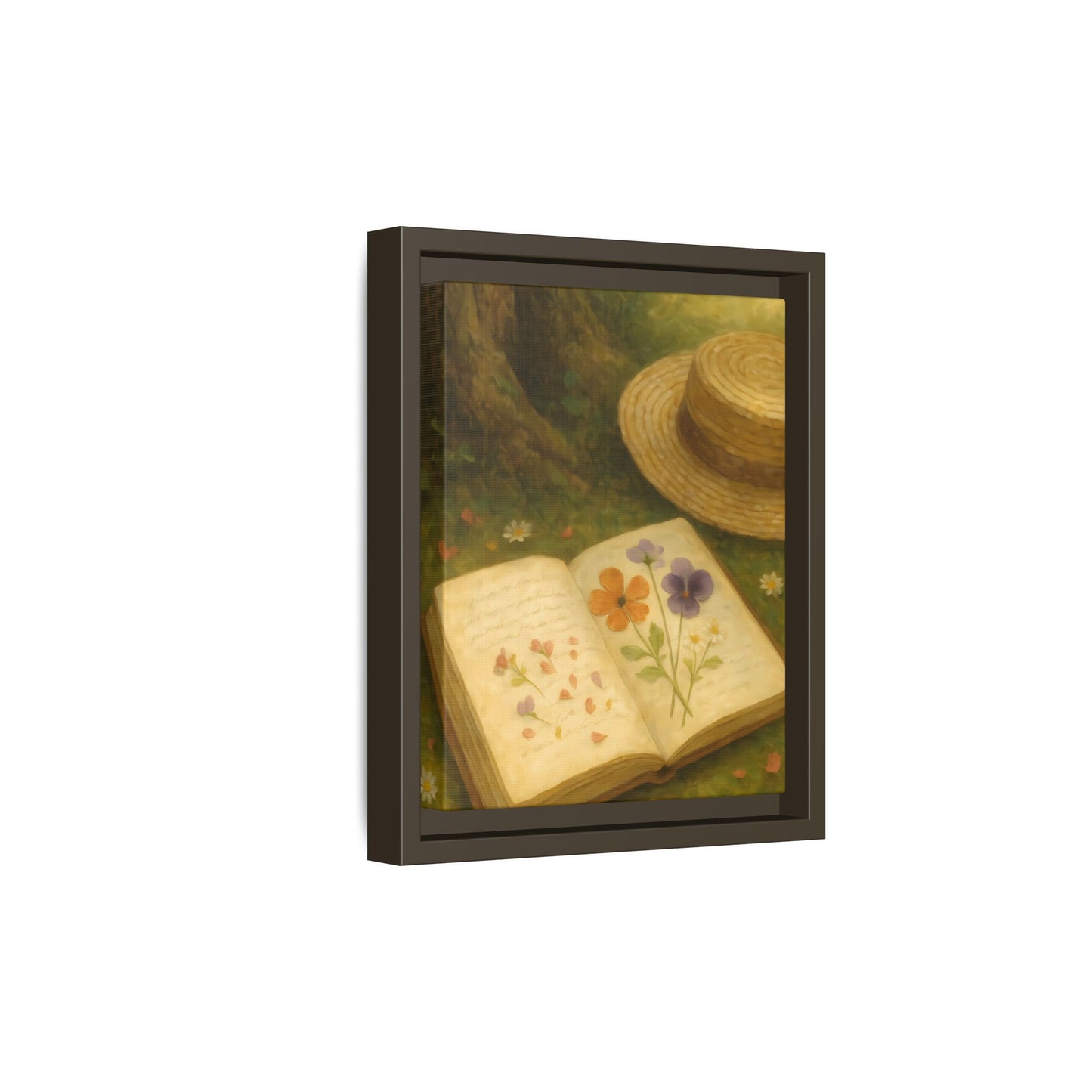 Pressed Flowers in the Shade – Framed Matte Canvas Nature Scene