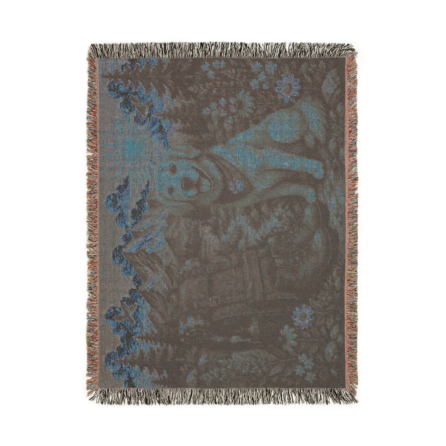 Golden Retriever Cabin Woven Blanket — Rustic Mountain Dog Throw