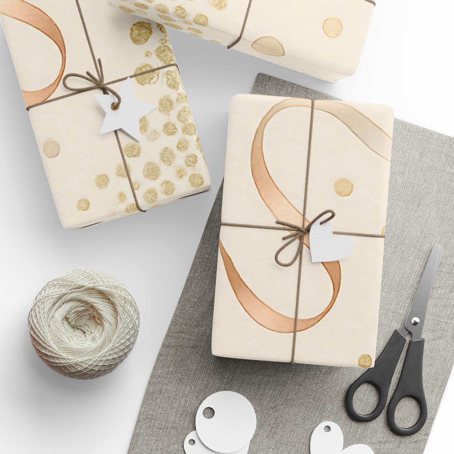Elegant Gold Confetti & Ribbon Wrapping Paper – Luxurious Gift Wrap in Glossy or Matte Finish