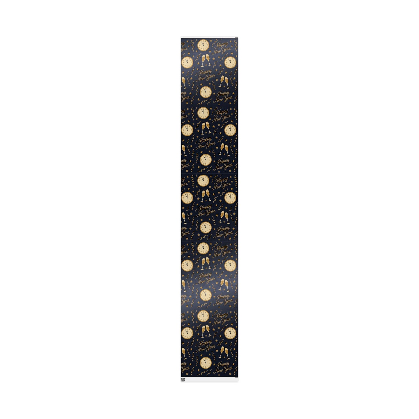 Midnight Celebration New Year Wrapping Paper – Clocks, Champagne & Confetti on Navy