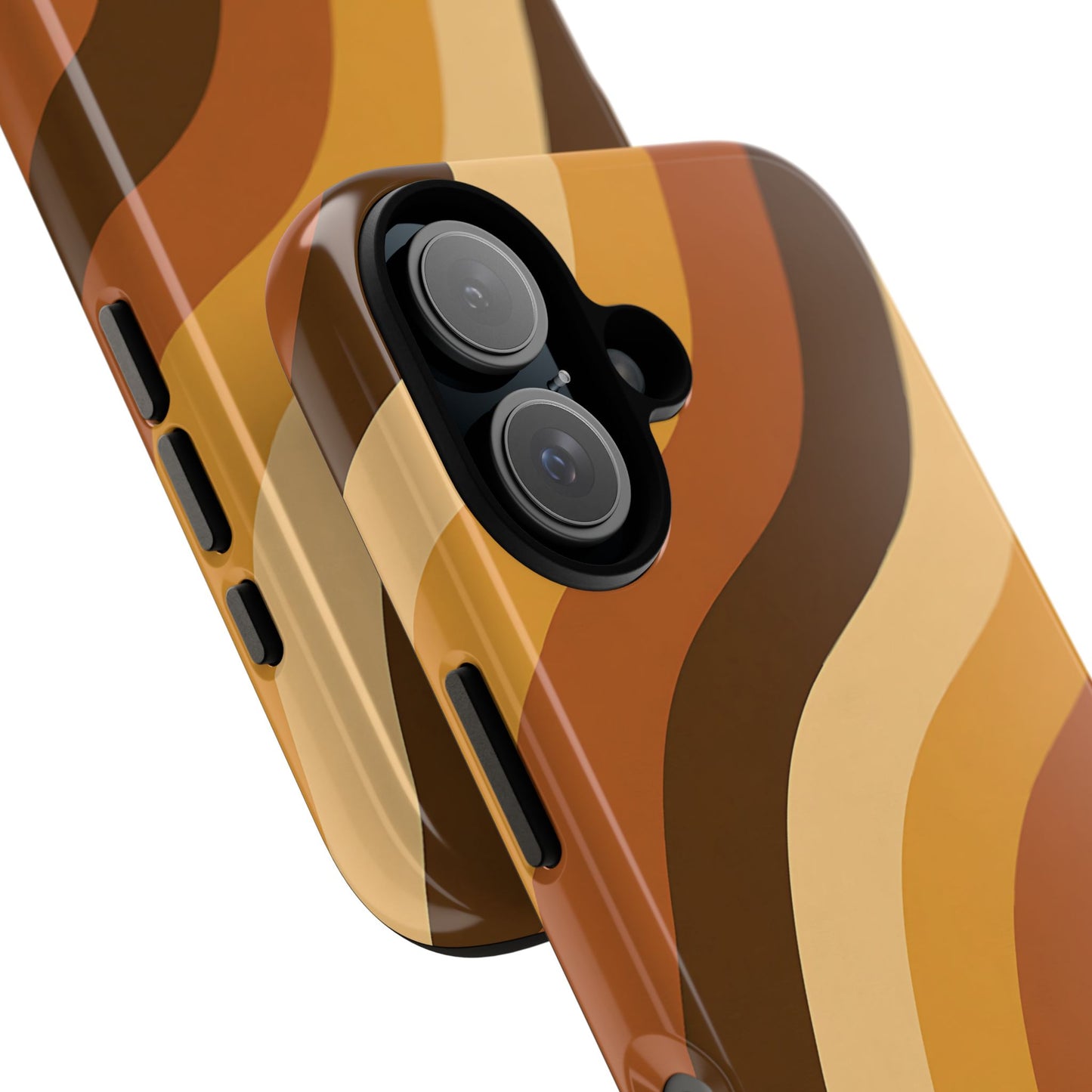 Retro Wave Stripes iPhone Case – 70s-Inspired Earth Tone Swirl Design